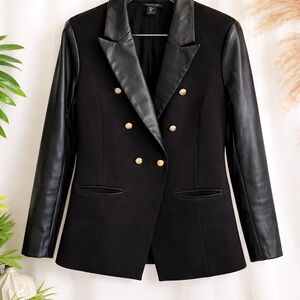 Rachel Zoe Black Blazer with faux Leather Sleeves